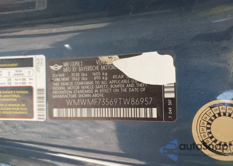 2009 Mini Cooper S from USA, damaged, VIN WMWMF73569TW86957